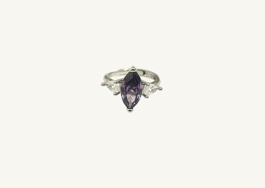 Offener Ring mit violettem Marquise-Zirkon