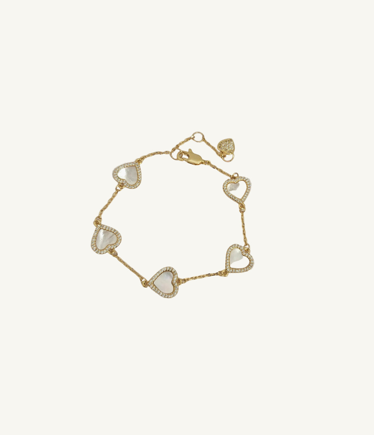 Armband mit Herzanhängern, 18 Karat vergoldet