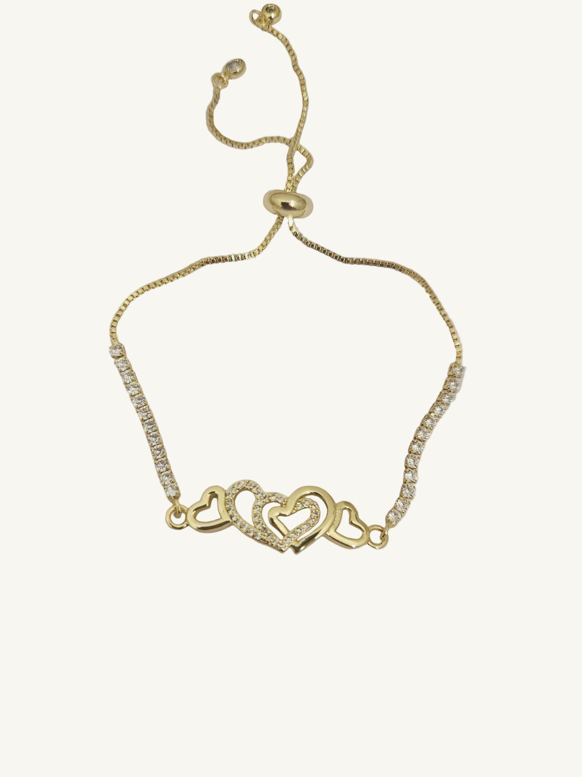Armband mit Herzmotiv und Zirkon, 18 Karat vergoldet