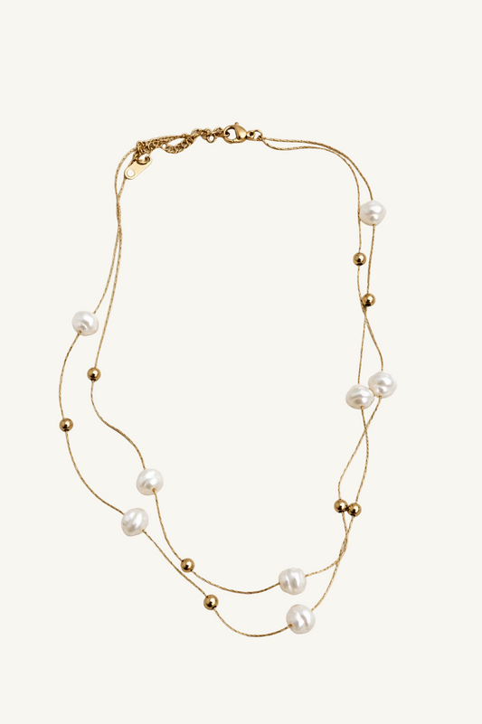 Doppelreihige Figaro-Kette in Gold aus Edelstahl